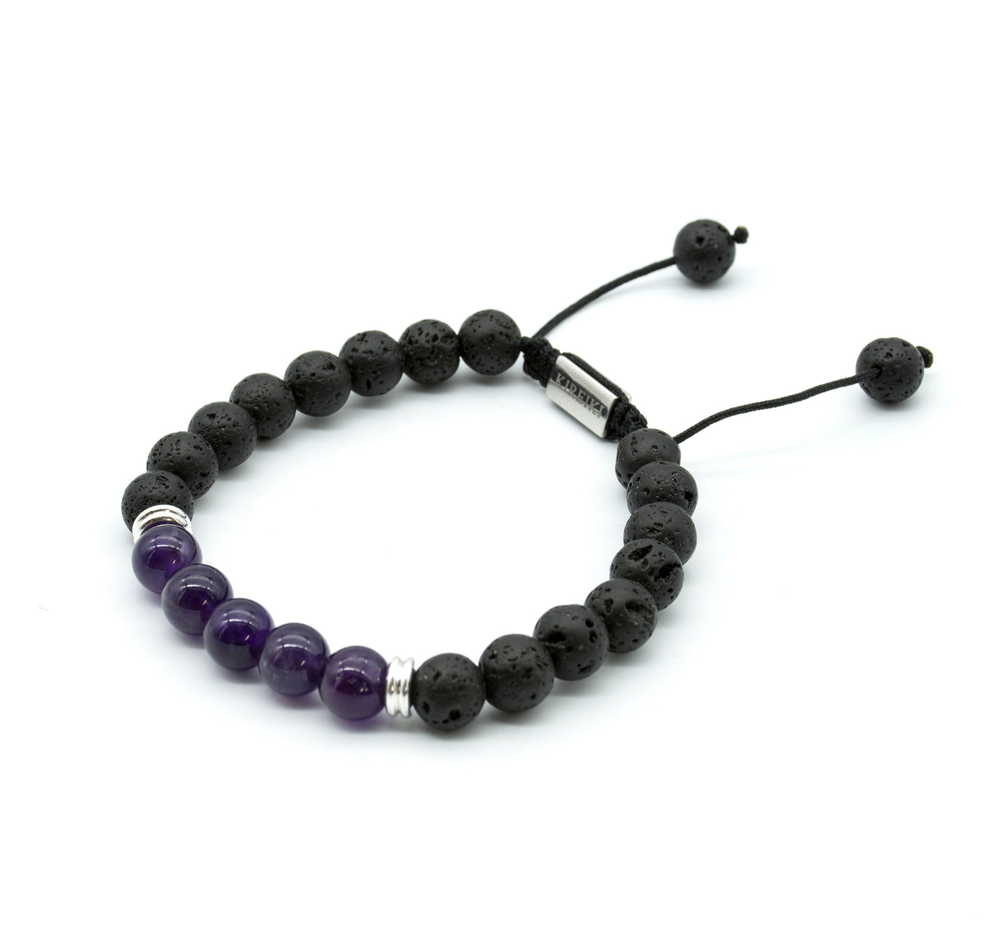 Amethyst (Crown) Lava Gemstone Bracelet