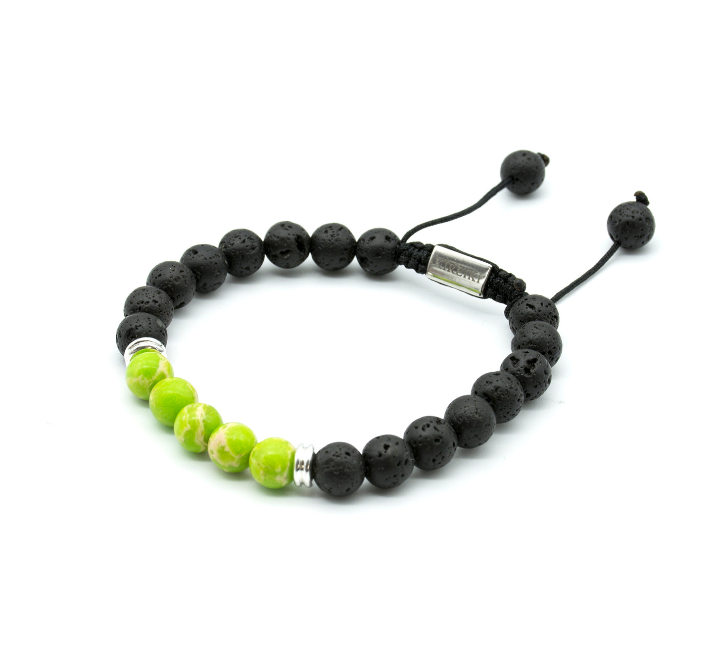 Green Jasper (Heart) Lava Gemstone Bracelet