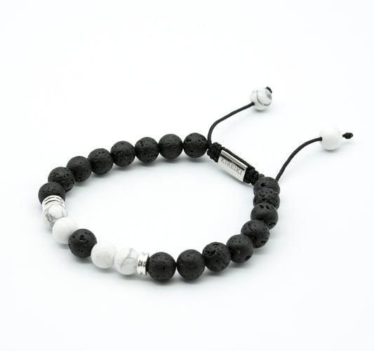 Howlite & Lava Peace Gemstone Bracelet