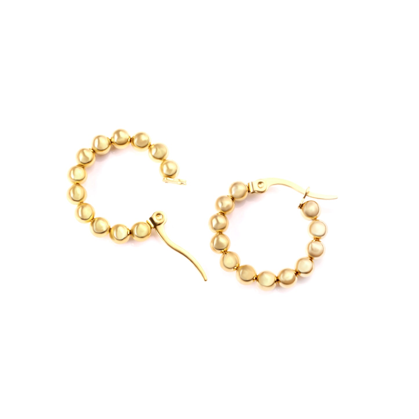 18k Gold Plated Hoop Ball Earrings - 2cm