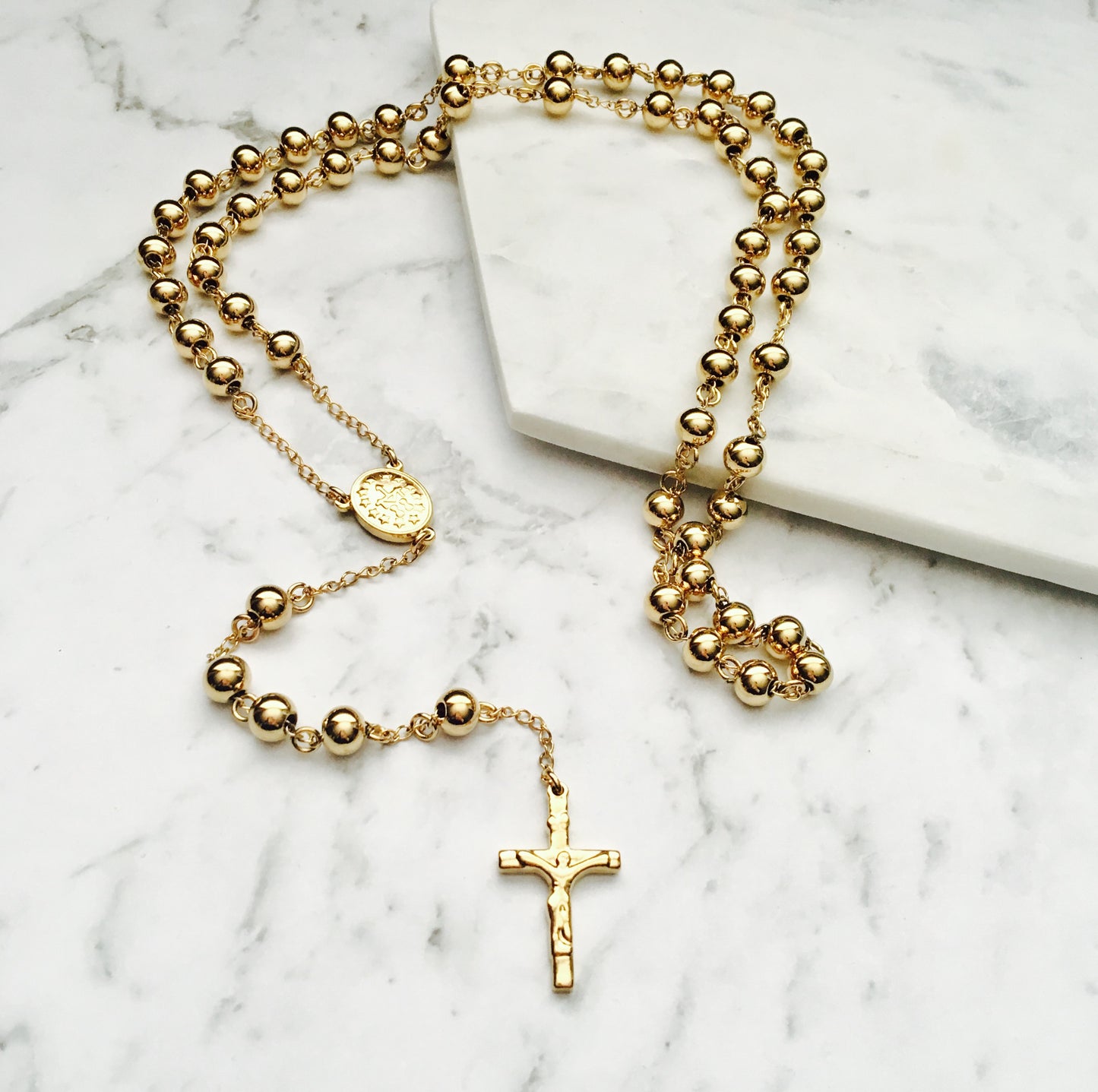 Rosary Necklace in Gold