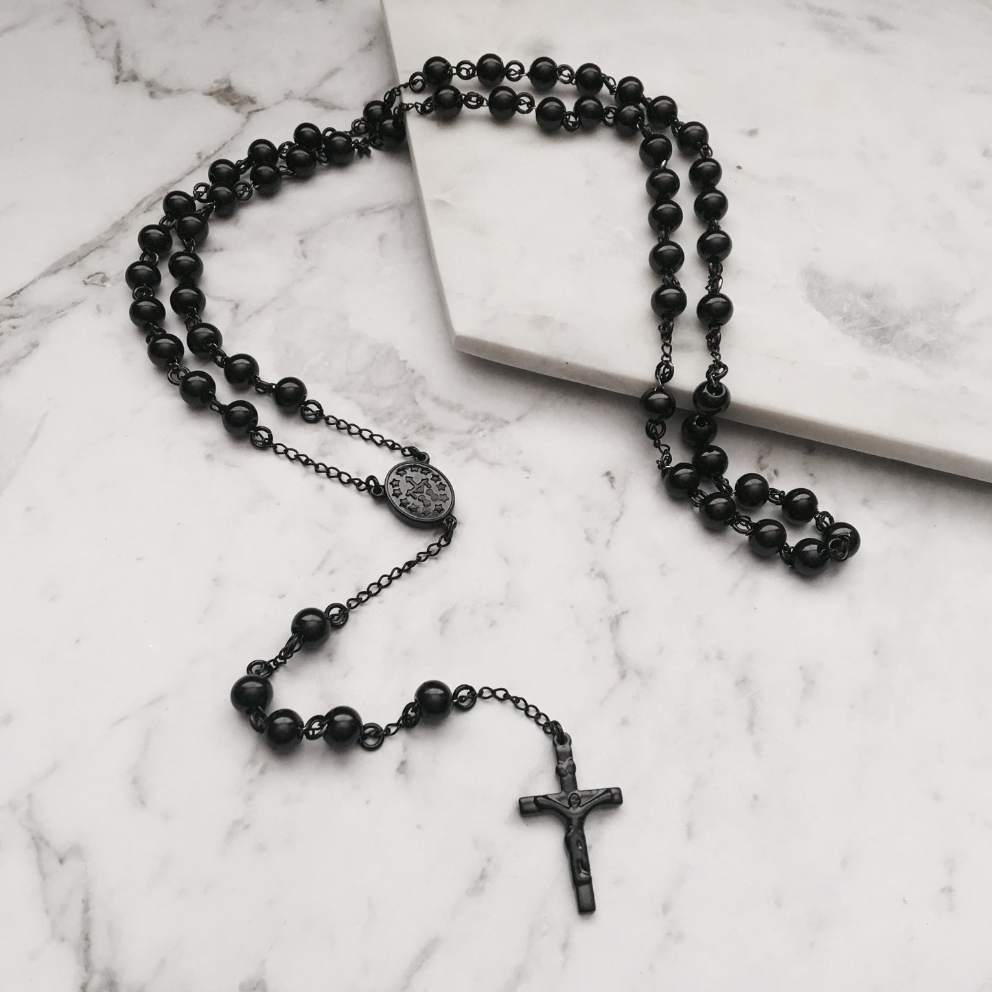 Rosary Necklace in Black