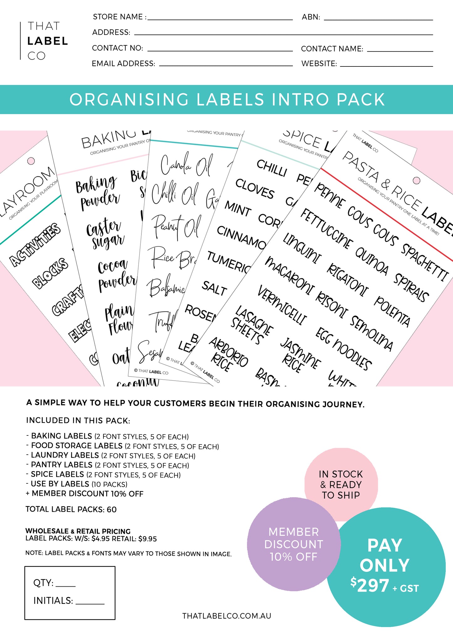 Organisation Labels Pack