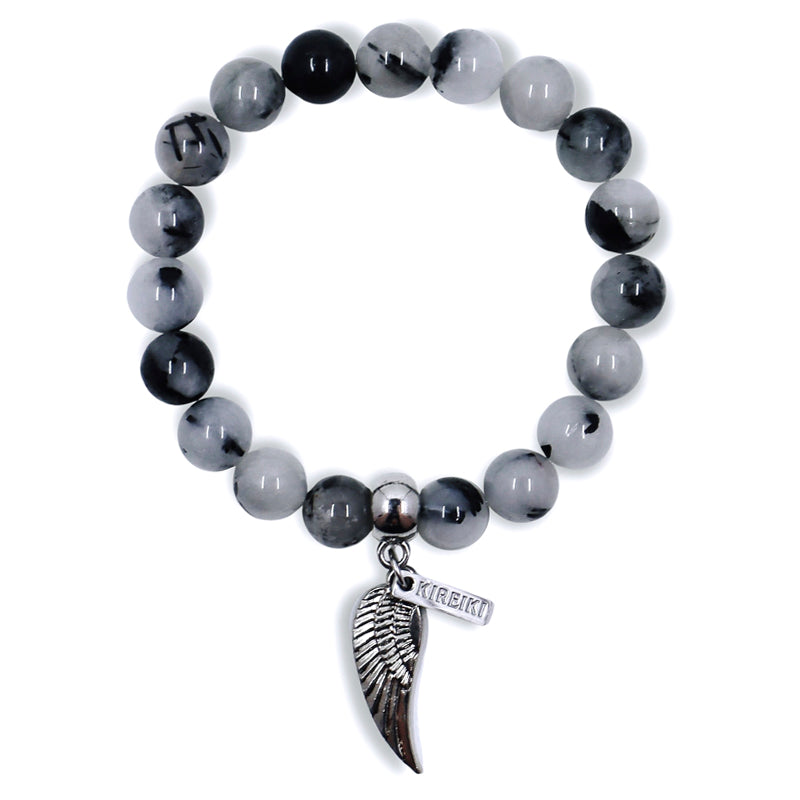 Tourmalated Quartz Gemstone Strength Charm Bracelet