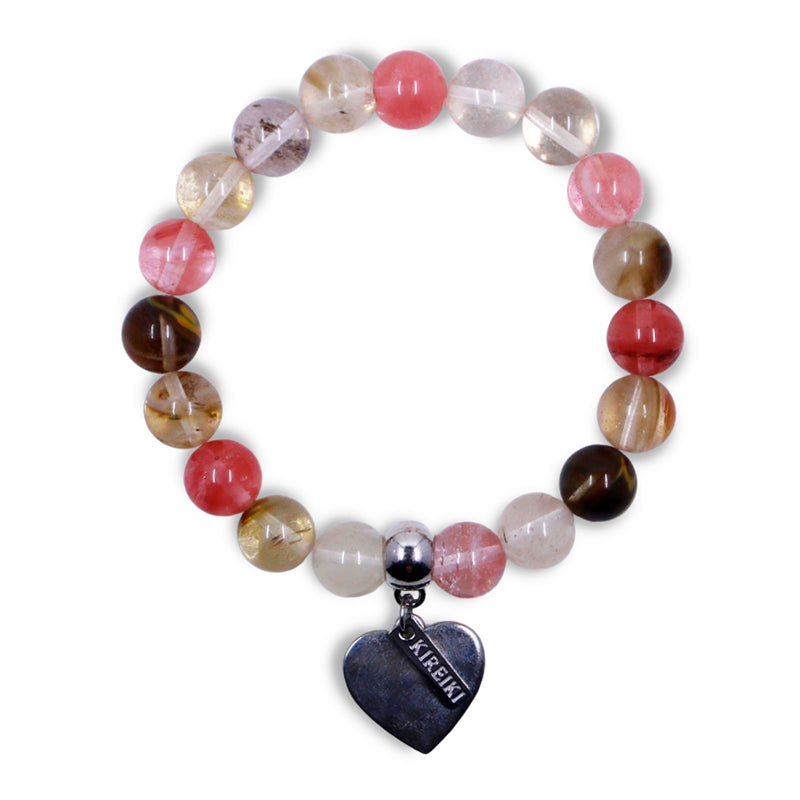 Watermelon Tourmaline Gemstone Balance Charm Bracelet