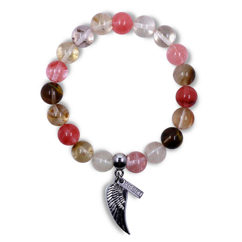 Watermelon Tourmaline Gemstone Balance Charm Bracelet