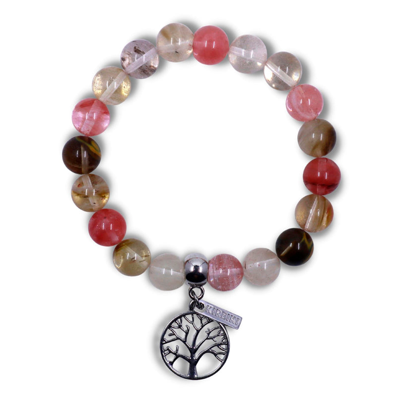 Watermelon Tourmaline Gemstone Balance Charm Bracelet