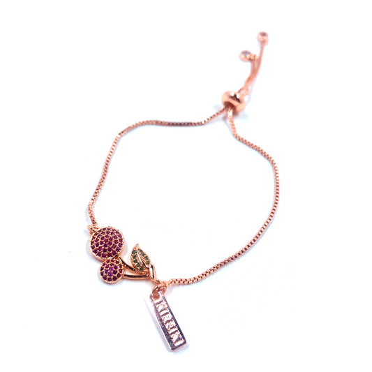 Sweet Cherry Charm Copper Bracelet