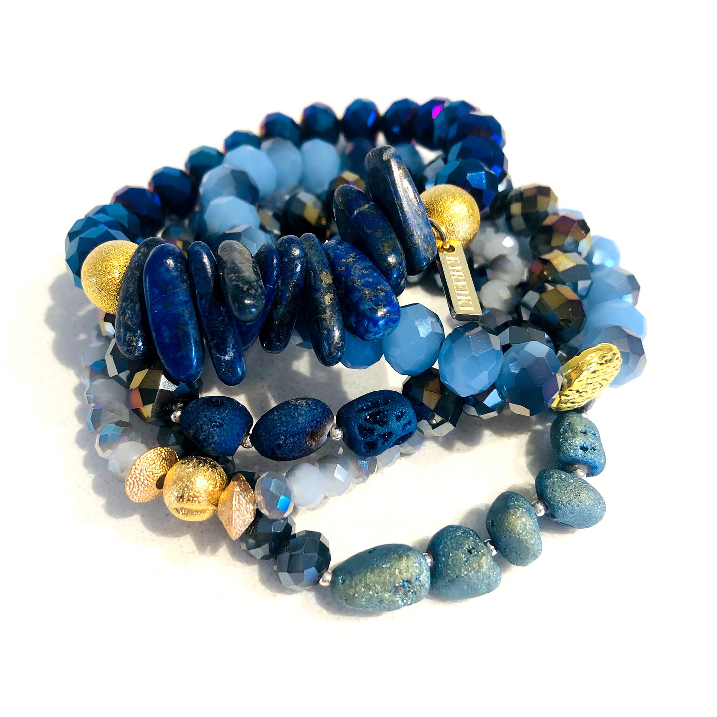 Blues Agate & Gemstone Cluster Bracelet