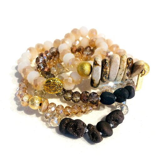 Browns Agate & Gemstone Cluster Bracelet