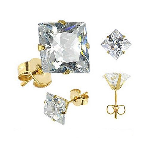 Clear Cubic Zirconia 6mm Stud Earrings