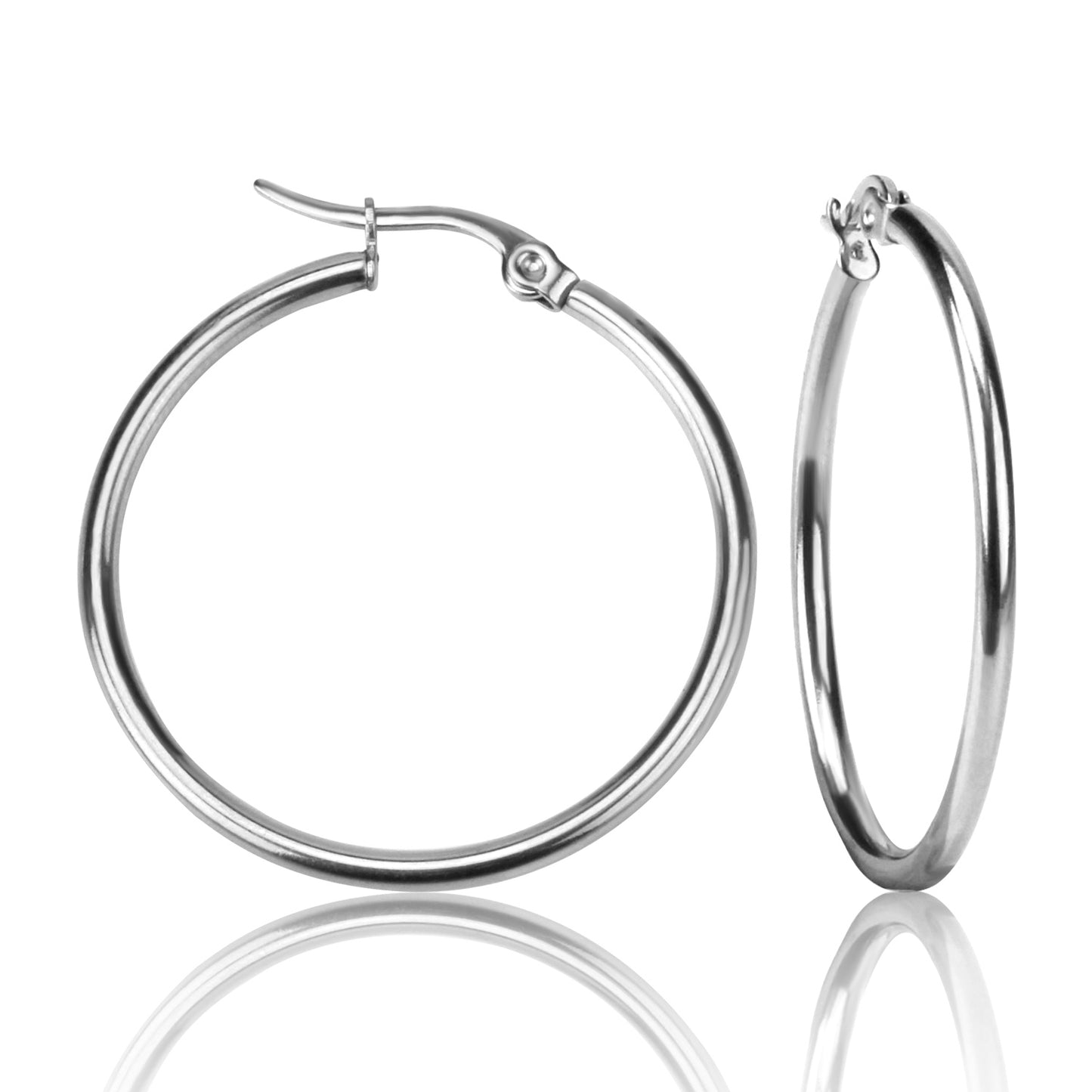 Silver Hoop Earrings - 2.5cm