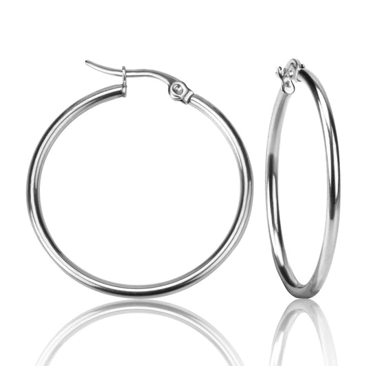 Silver Hoop Huggie Earrings - 1.5cm