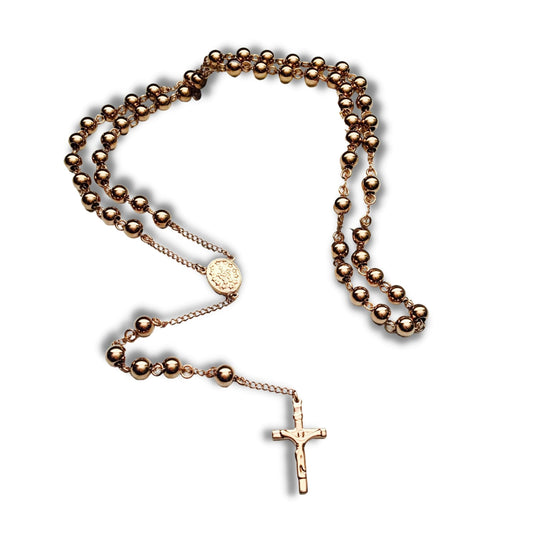 Rosary Necklace in Rose Gold