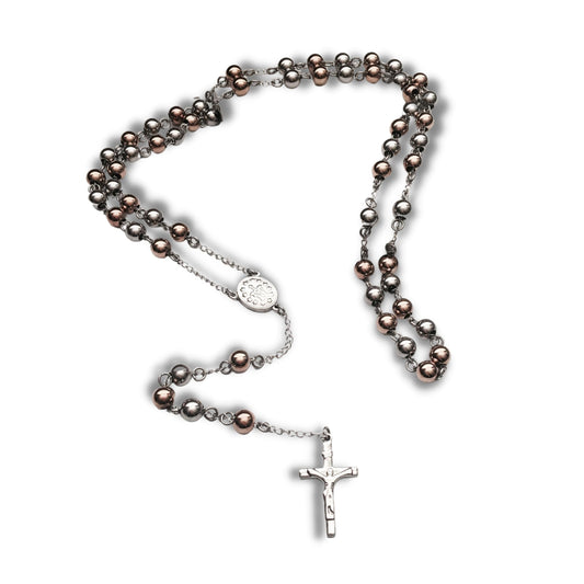 Rosary Necklace in Rose Gold / Silver