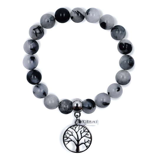 Tourmalated Quartz Gemstone Strength Charm Bracelet