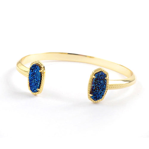 Oval Druzy Agate Bangle in Blue
